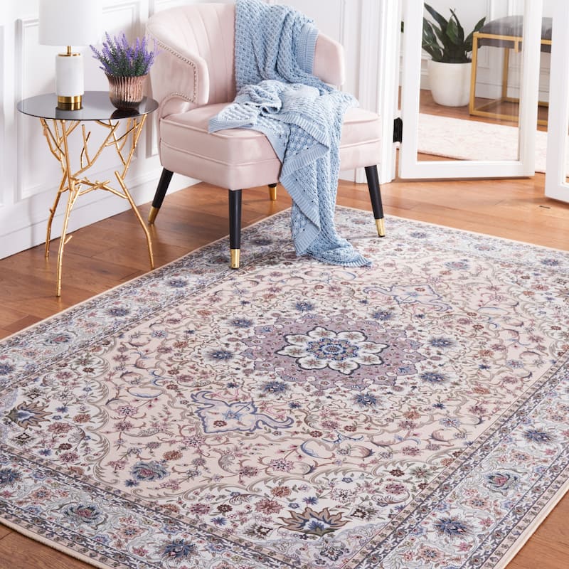 SAFAVIEH Tucson Machine Washable Slip Resistant Koidula Traditional Rug - 4' Square - Beige/Green