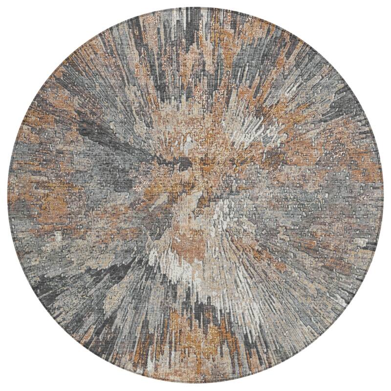 Machine Washable Indoor/ Outdoor Abstract Burst Chantille Rug