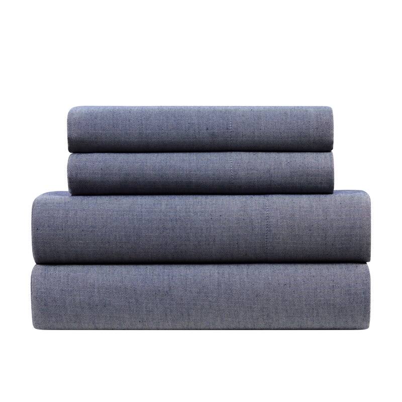 Kathy Ireland Herringbone Twill 4 Piece Cotton Rich Sheet Set