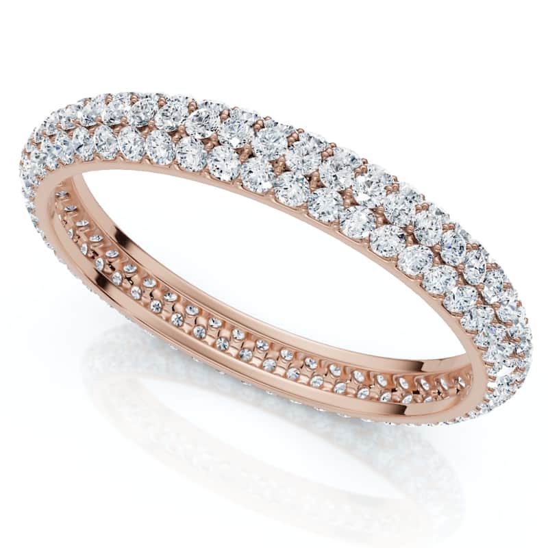 Bliss Diamond 1Ct Pave Diamond Eternity Ring Gold Lab Grown - 4 - Rose