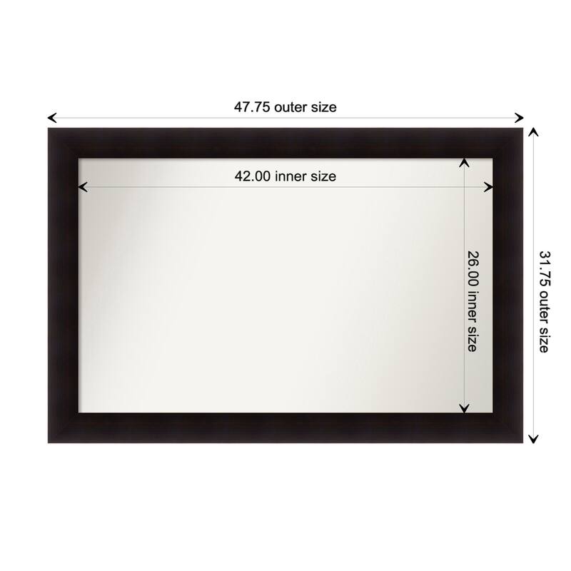 Portico Espresso Framed Non-Beveled Custom Wall Mirror, Bathroom Vanity Mirror - Outer Size: 47.75 x 31.75