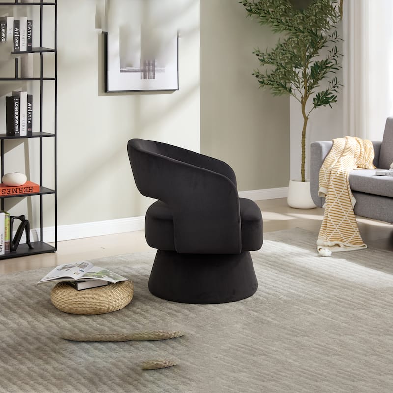 Swivel Barrel Chair, Velvet Accent Armchair 360 Degree Swivel Club Chair for Living Room Bedroom Reception Room