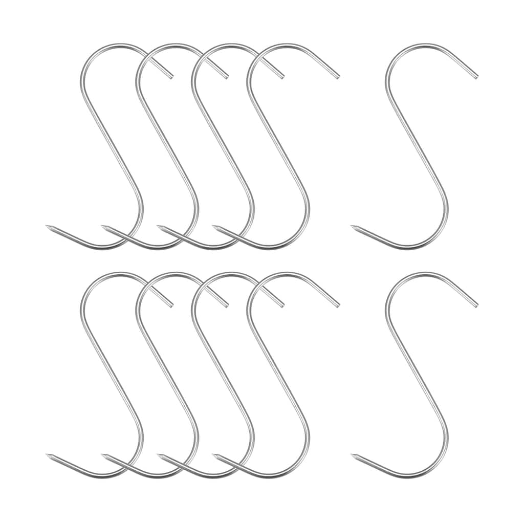 Meat Hooks, Stainless Steel S-Hook, Meat Processing for Chicken 10Pcs - Silver Tone