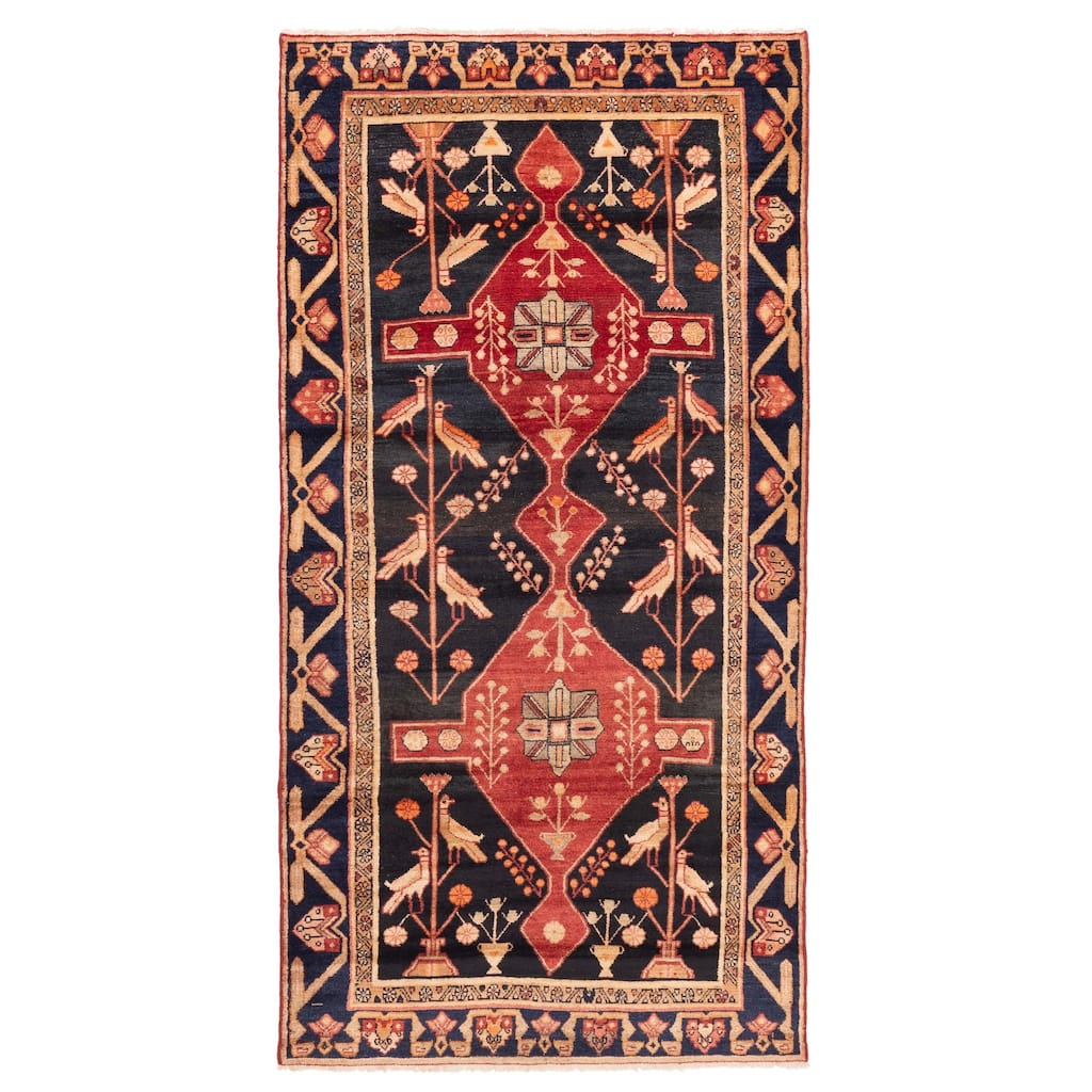 ECARPETGALLERY Hand-knotted Konya Anatolian Black Wool Rug - 4'7 x 9'2