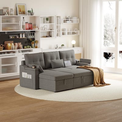 Sofa Couch, Sofa Couch with Storage, Modern L Shaped Sectional Couch with Pullout Bed