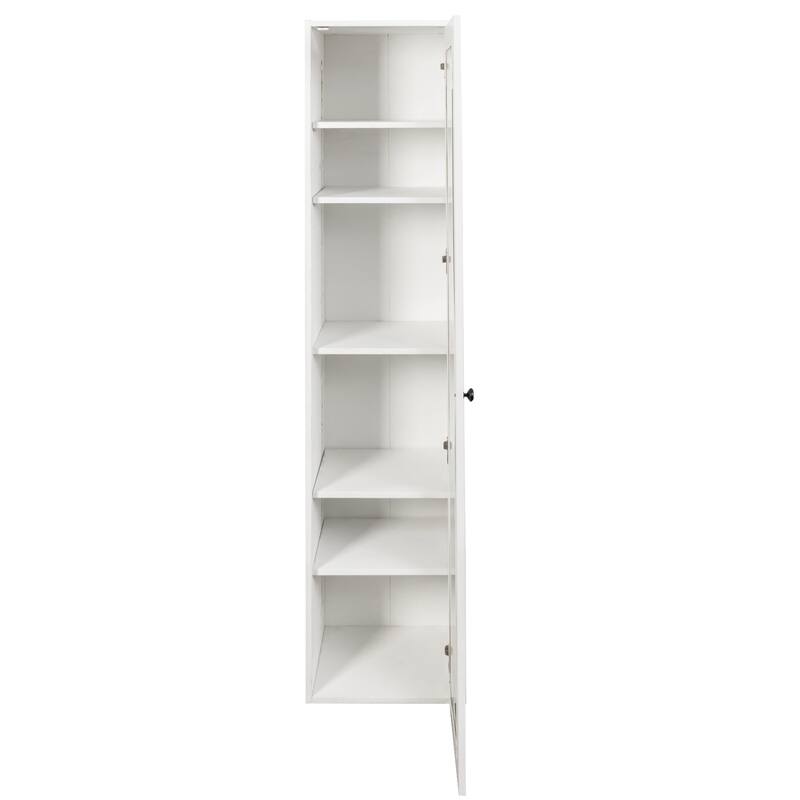 Tall Display Cabinet & Bookshelf with Glass Door - 6 Storage Shelves for Living Room, Kitchen, Bedroom, Office
