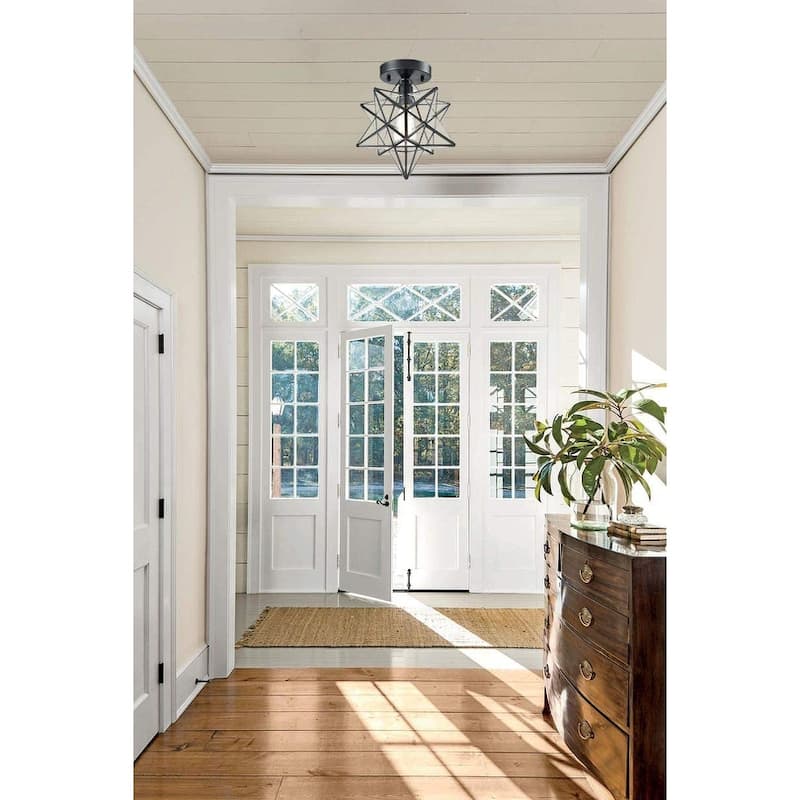 Feltre Industrial Moravian Star Ceiling Light with Clear Glass 12 Inches