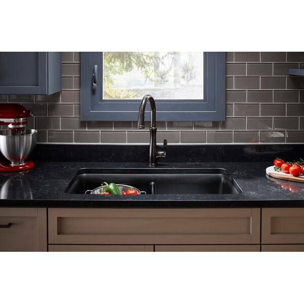 Shop Black Friday Deals On Kohler K 8199 Cairn 33 1 2 Neoroc Granite Composite Undermount Double Overstock 17042196