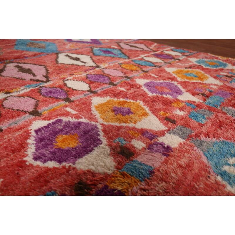 All-Over Geometric Plush Moroccan Area Rug Hand-Knotted Wool Carpet - 6'1"x 10'2"