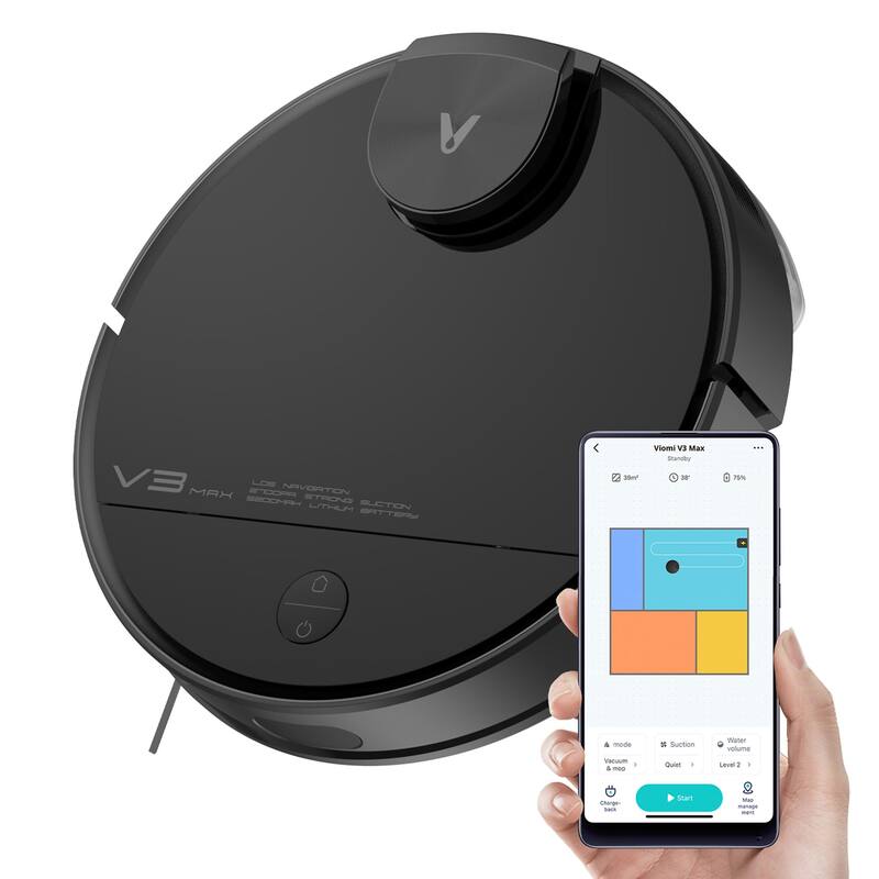Viomi Smart Robot Vacuum V3 Max Duster Vacuum and Mop for Multi Floors, Black - 10