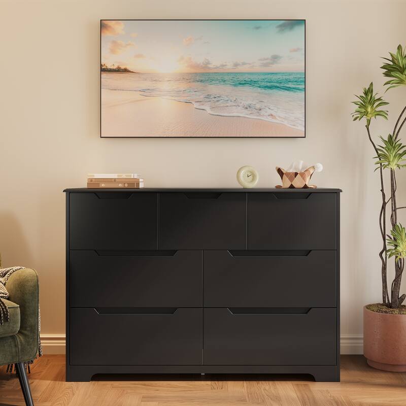 7 Dresser Storage Drawer Units Chest Of Drawers, Dresser With Recessed Distinctive Handles