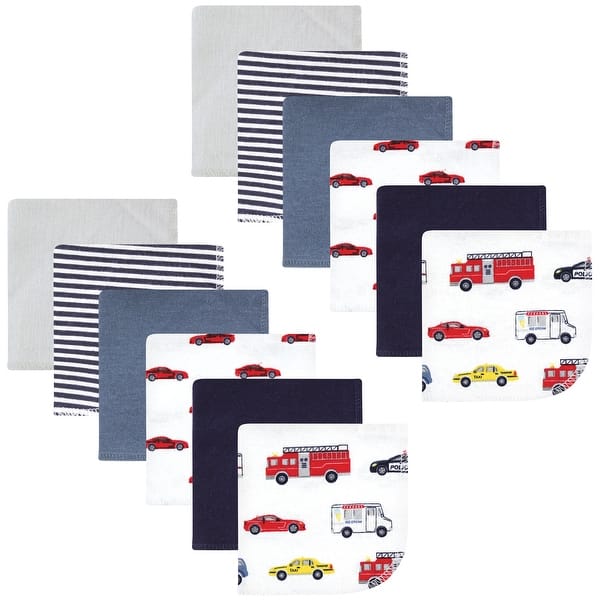 slide 1 of 1, Hudson Baby Infant Boy Flannel Cotton Washcloths, Going Places 12 Pack, One Size - Going Places 12 Pack - One Size One Size - Going Places 12 Pack