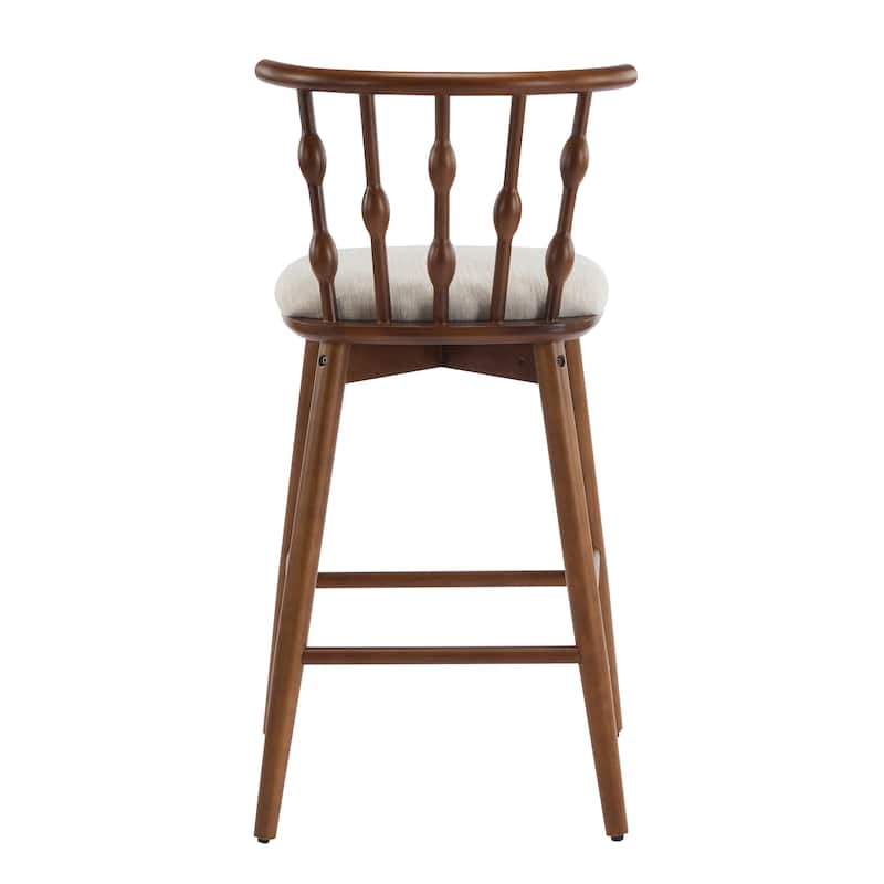 Christopher Knight Home - Leontius Bar Stool with Rubberwood Frame and Hourglass Backrest(Set of 2)