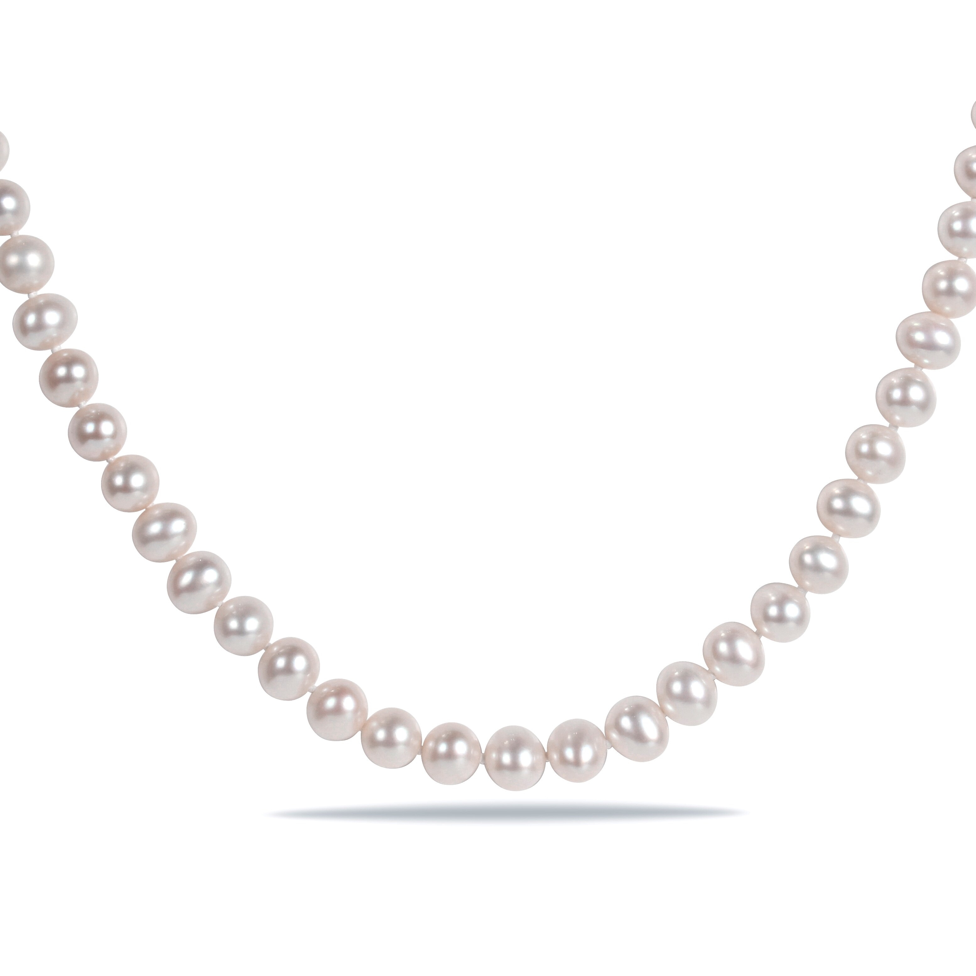 Miadora 6-7mm Cultured FW Pearl Necklace with Sterling Silver Fish-Eye Clasp by Miadora - 16 in x 7.7 mm