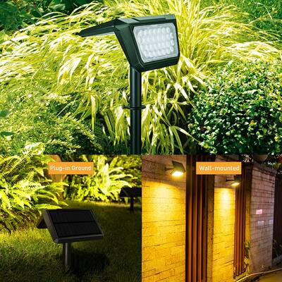 Solar Outdoor Lights, 30 LED Solar Spot Lights with Warm Light, IP65 Waterproof Solar Spotlights