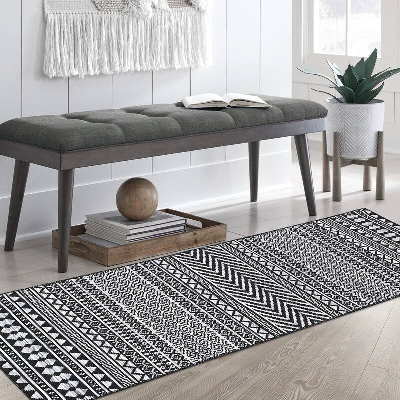 Garvee Moroccan Geometric Machine Washable Area Rug