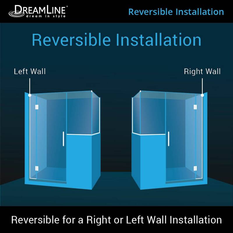 DreamLine Unidoor-X 60 in. W x 36 3/8 in. D x 72 in. H Frameless Hinged Shower Enclosure - 36.38" x 60"