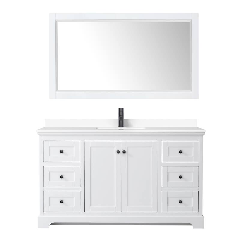 Avery 60 Inch Single Vanity, Cultured Marble Top, 58 Inch Mirror