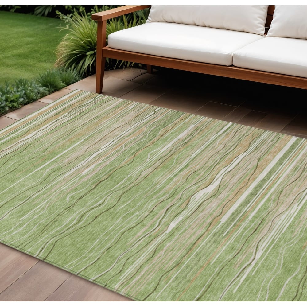 HomeRoots Striped Transitional Rectangle Outdoor Rug