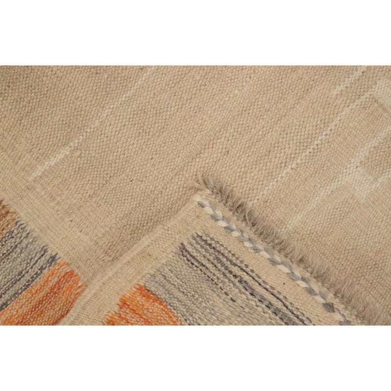 Hand Woven Oriental 100% Wool Carpet Southwestern Tribal Beige & Ivories Kilim Area Rug - 4' 8'' X 3' 4''