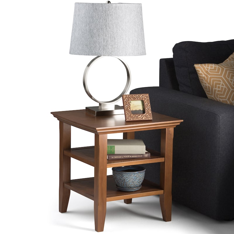WYNDENHALL Normandy Solid Wood Square Transitional End Table - 19 inch Wide - Light Golden Brown