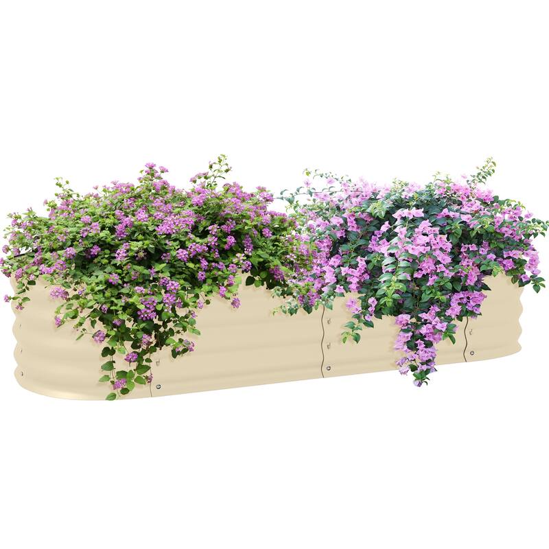 4.9' x 2' x 1' Galvanized Raised Garden Bed Kit, Outdoor Metal Elevated Planter Box with Safety Edging, Easy DIY Stock Tank - White