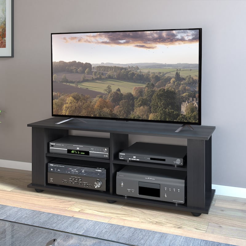 Black TV Stand, accommodates TVs up to 55" or 75" - 47 inches in width