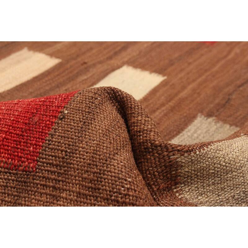 ECARPETGALLERY Flat-Weave Ankara FW Brown Wool Kilim - 7'0 x 9'10