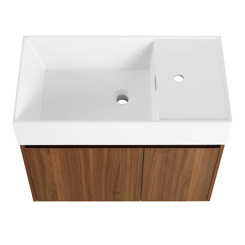 30 Inch Bathroom Cabinet With Sink,Soft Close Doors,Float Mounting Design, For Small Bathroom