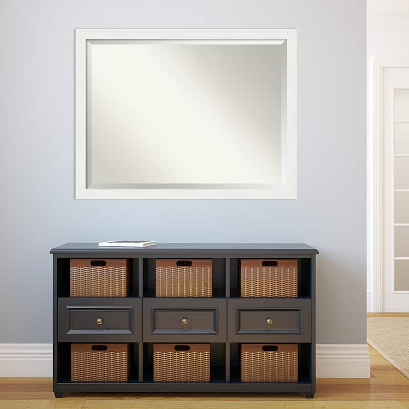 Beveled Wall Mirror - Vanity White Narrow Frame - Vanity White Narrow