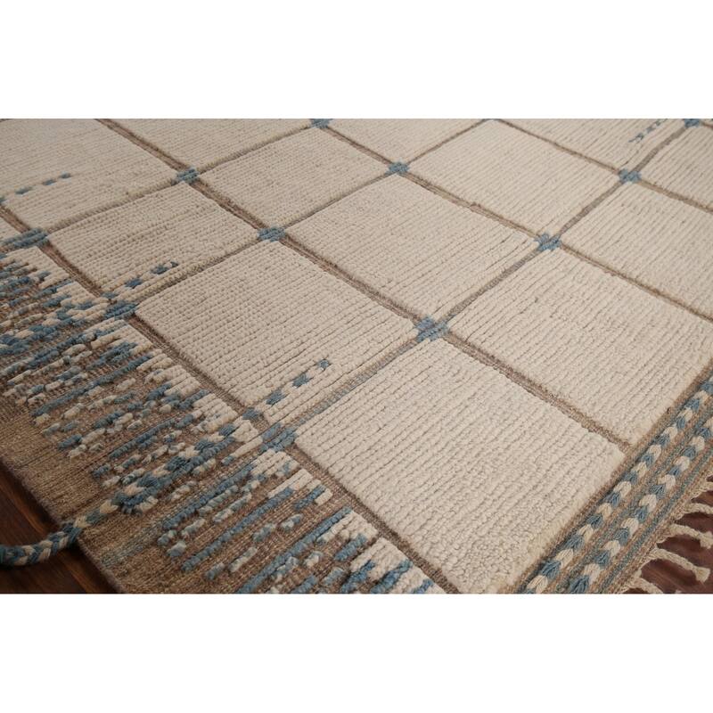 All-Over Moroccan Modern Area Rug Handmade Wool Carpet - 6'0"x 9'6"