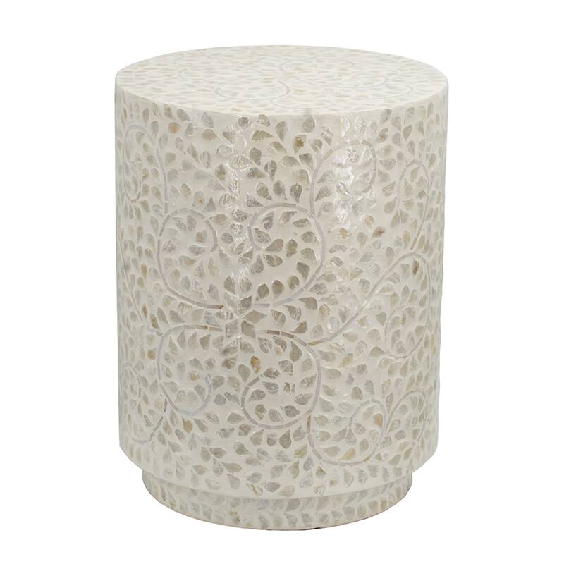 Round Capiz Shell Inlay Accent Stool - 17.75" - White