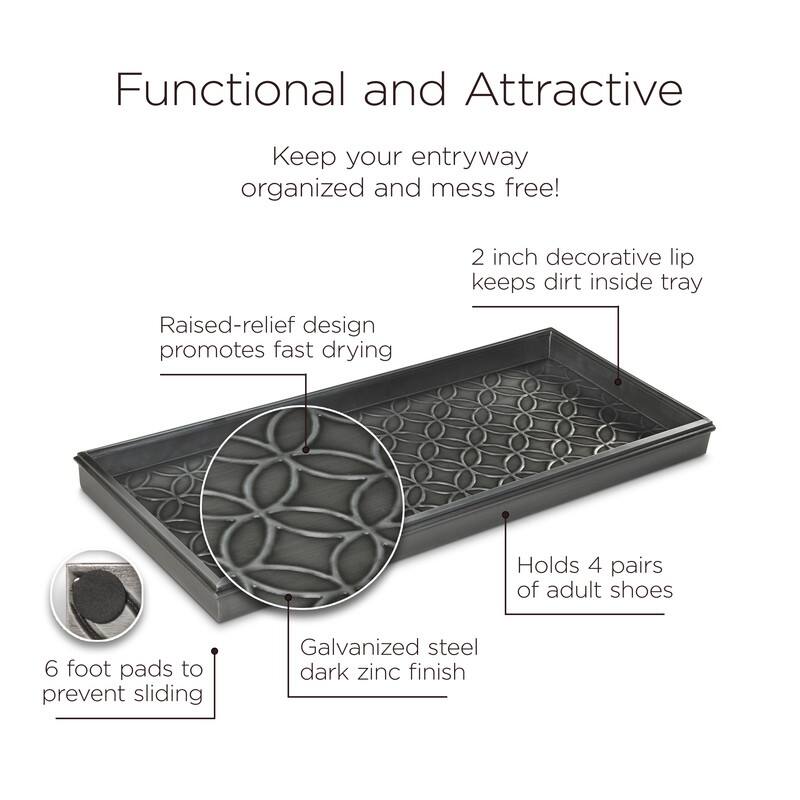 Double Circles Galvanized Steel Boot Tray by Good Directions