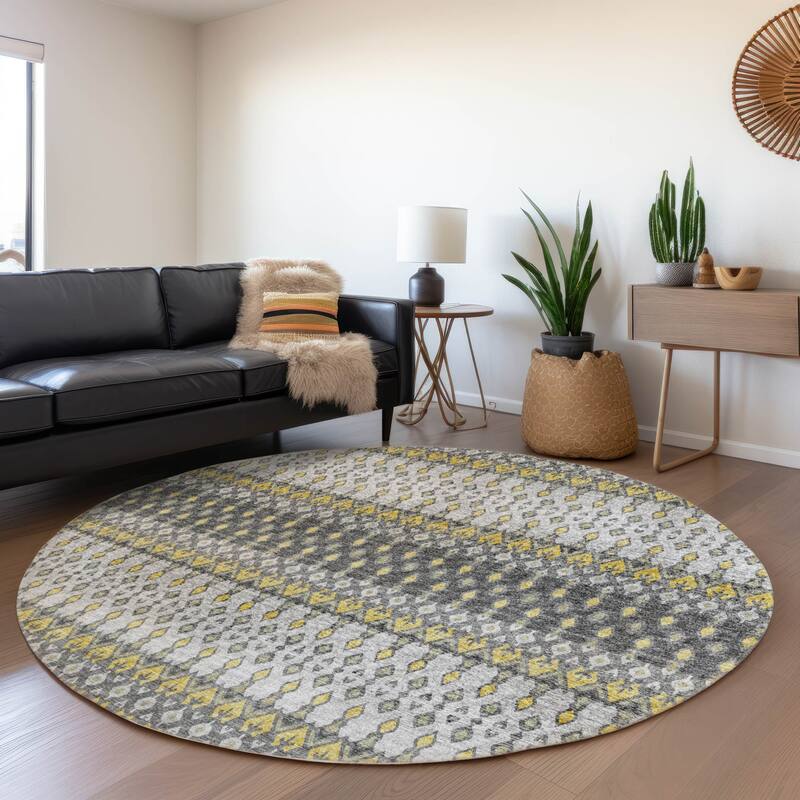 Premium Washable Super Soft Boho Moroccan Mayfield Rug - Gray - 8' x 8' - Round
