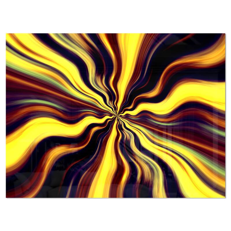 Designart 'Yellow Purple Black Fantasy' Abstract Digital Art Metal Wall Art - 40 in. wide x 30 in. high