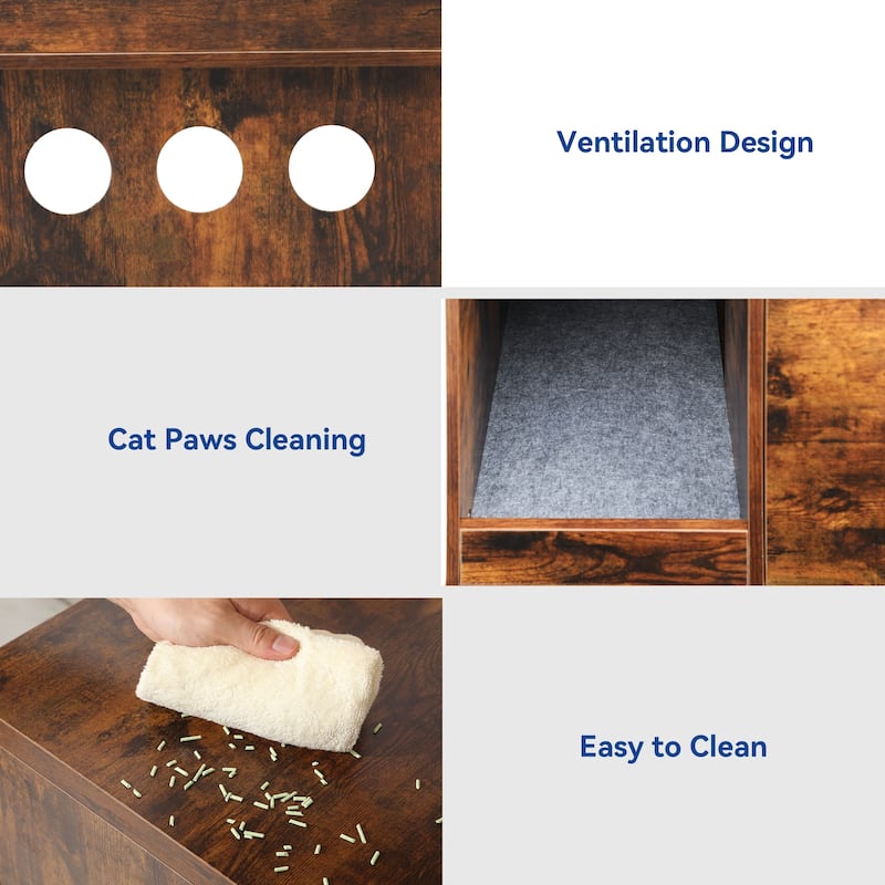Moasis Wooden Cat Litter Box Enclosure Furniture with Shelves