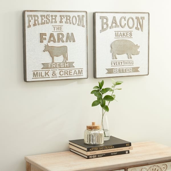 Grey Iron Farmhouse Wall Decor Text (Set of 2) - Overstock ...