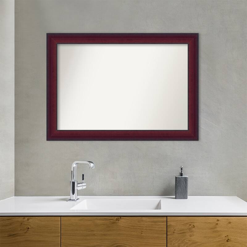 Canterbury Cherry Non-Beveled Wood Framed Bathroom Vanity Wall Mirror - Canterbury Cherry