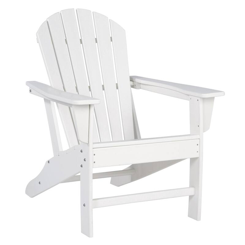 Contemporary Plastic Adirondack Chair with Slatted Back, White