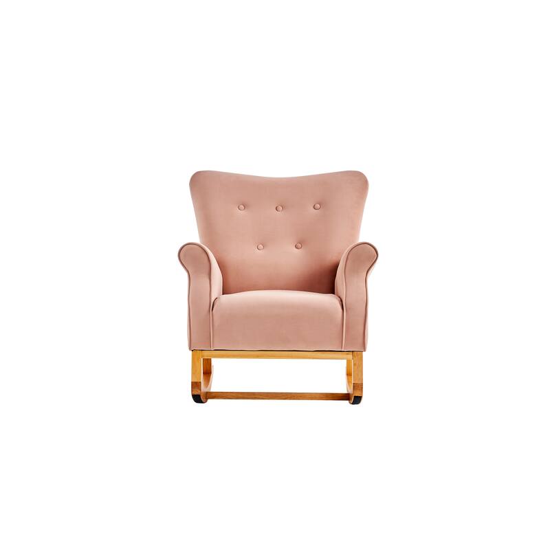 Velvet Nursery Rocking Chair with High Back and 250lb Capacity