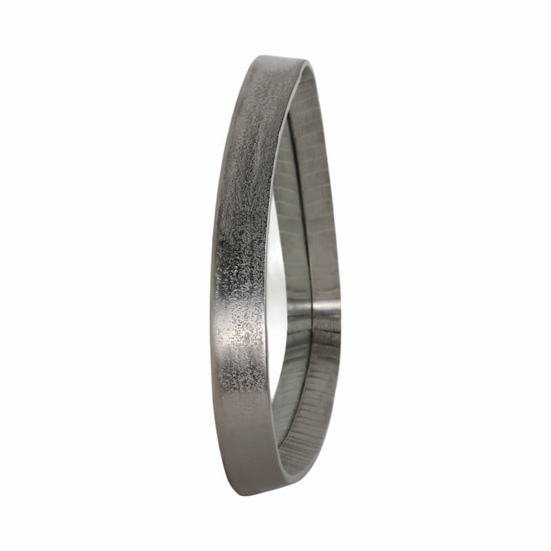 Metal Asymmetrical Mirror with Glass Wood Sculptural Modern Design