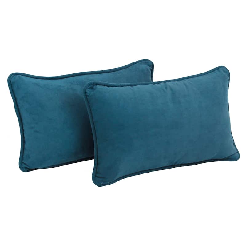 Porch & Den Blaze River Microsuede Lumbar Throw Pillows (Set of 2) - Teal Blue