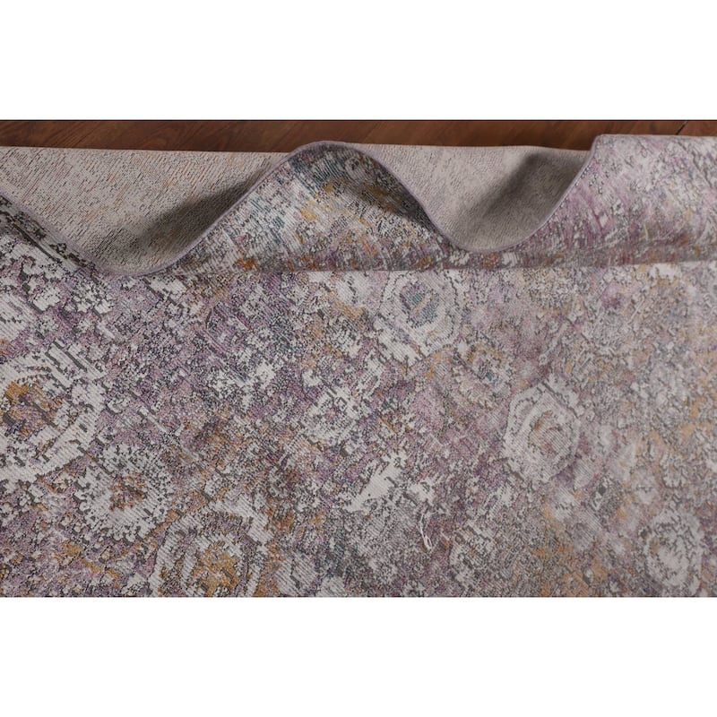 Purple Art & Craft Turkish Area Rug Machine Made Floral Carpet - 5'0" x 8'0"