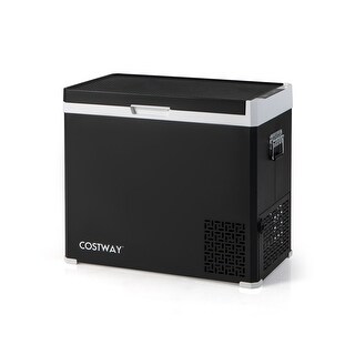 Black 53QT Portable Dual Zone 12V Car Refrigerator and Freezer with Compressor - 23" x 13.5" x 20"