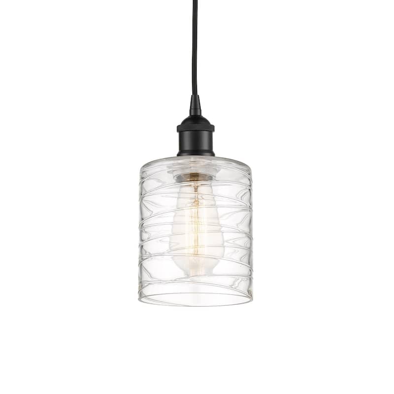 Innovations Lighting 616-1P-8-5 Cobbleskill Pendant Cobbleskill 5" - Matte Black / Deco Swirl