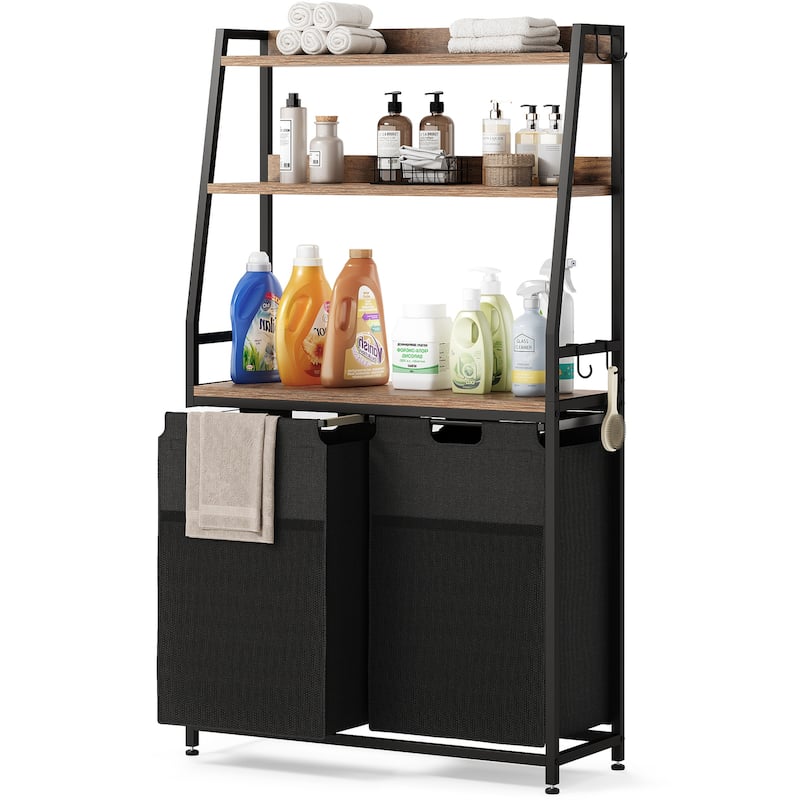 Laundry Sorter 112L/142L/170L Laundry Hamper Organizer Laundry Basket with Removable Bags - Brown