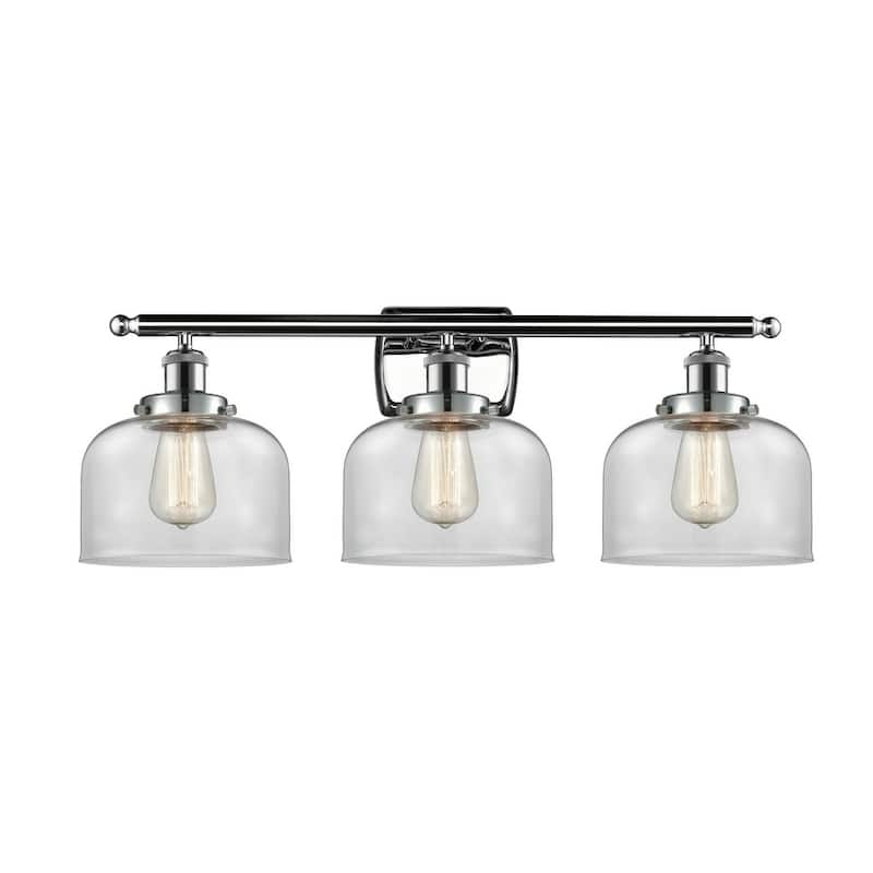 Innovations Lighting Large Bell 3 Light 26" Wide Vanity Light - Polished Chrome / Clear