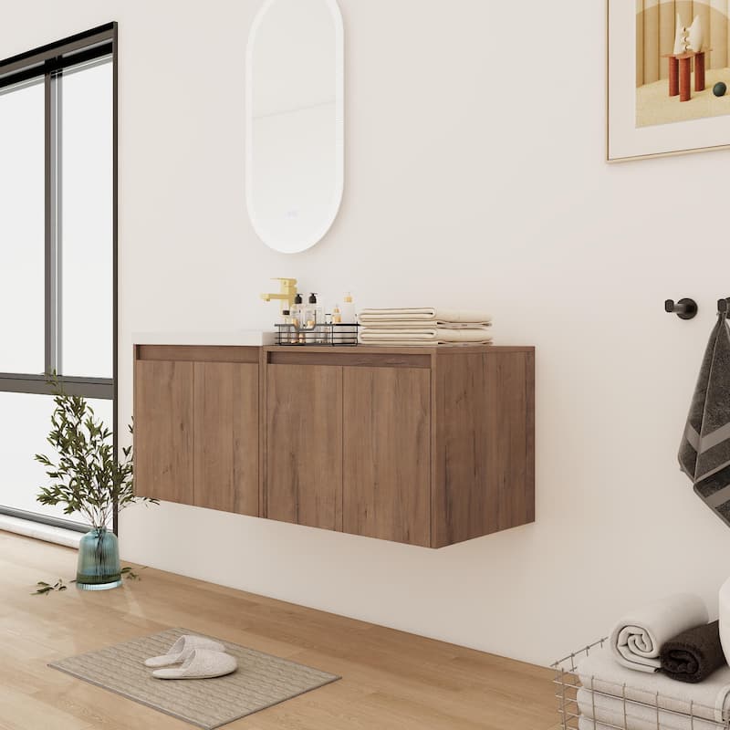 Bathroom Vanity With Sink In 24/36/48 Inch, Floating Bathroom Vanity With Soft Close Door