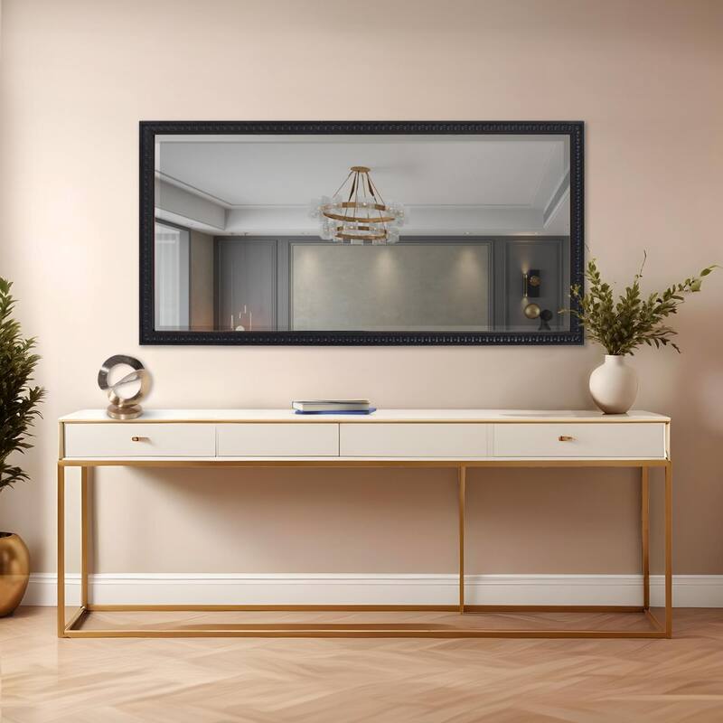 Beaded Dressing Mirror - Black - 54H x 30W x 4D