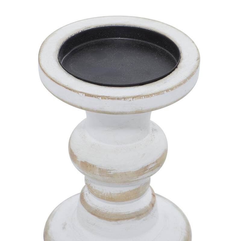 White Wood Decorative Candle Holder (Set of 3)
